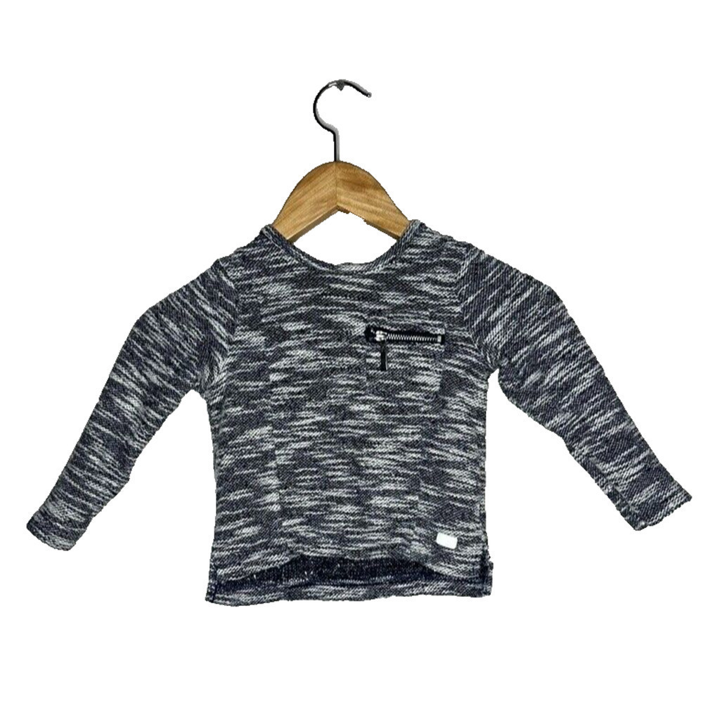 7 for All of Mankind Girls 2 Toddler 2T Gray Heathered Long Sleeve Shirt Zip